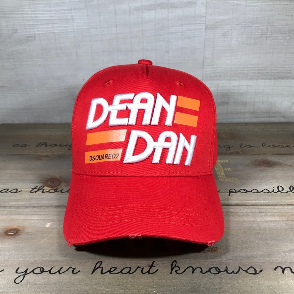Dsquared Red Dean Dan Black Baseball Cap Hat